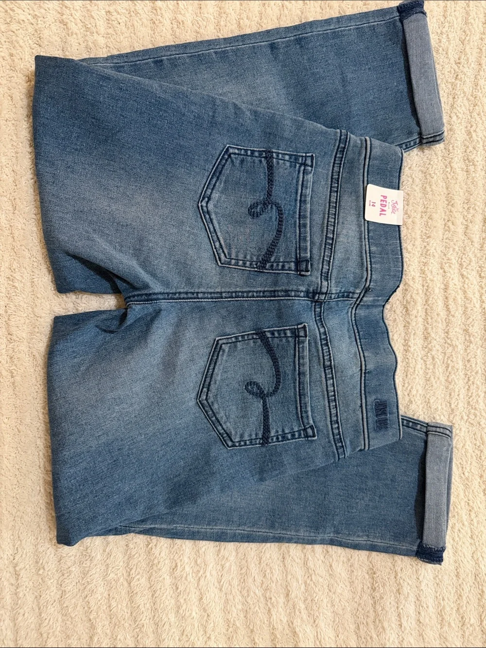 Justice Girls Blue Stretch Jeggings with Cuffed Hem